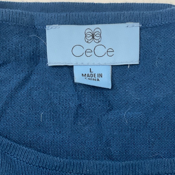 CeCe Turquoise Ruffle Shoulder Sweater - Picture 5 of 7